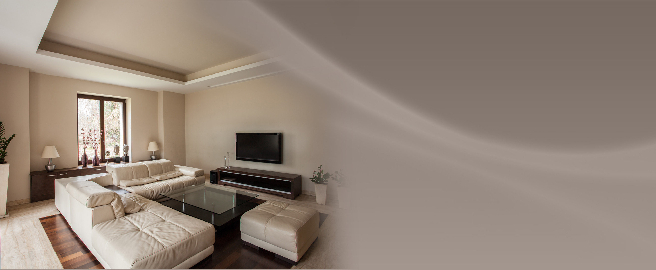 After shot of a living room that has recently been painted 