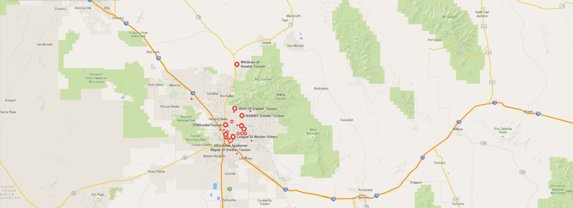 Map of Greater Tucson